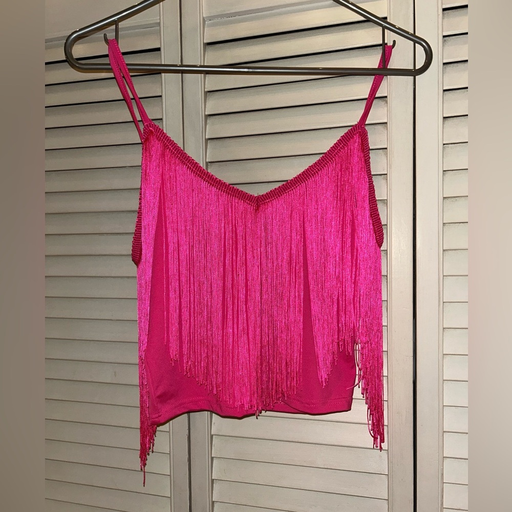 Women’s Hot Pink Tassel Tank Top